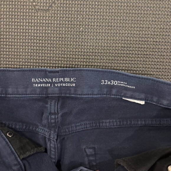 Banana Republic Slim Traveler Pant, Navy, 33W 30L - Picture 2 of 5